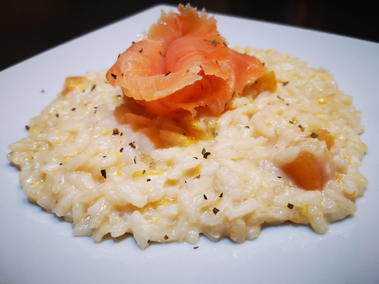 risotto alla zucca con salmone affumicato