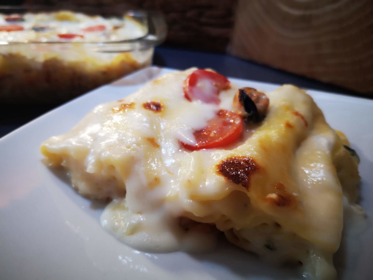 Lasagne con crema di patate e cozze