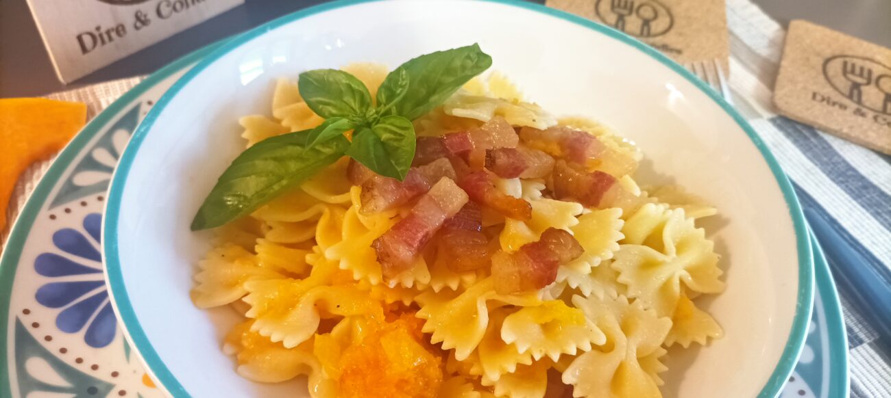 Farfalle con zucca e guanciale