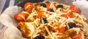 Finocchi gratinati con olive e pomodorini